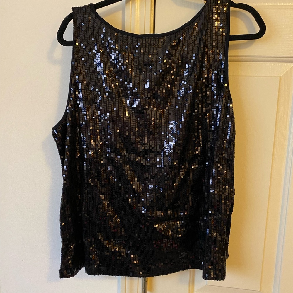 Ruby Rd. Shimmering Black Sequin Tank Top - image 2